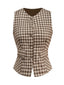 Gilet marron à carreaux vichy des années 1930