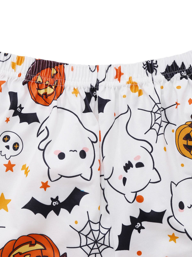 Ensemble pyjama blanche à col cranté Halloween années 1950