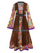 2PCS Gilet franges et robe hippie psychédélique années 1970