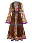2PCS Gilet franges et robe hippie psychédélique années 1970