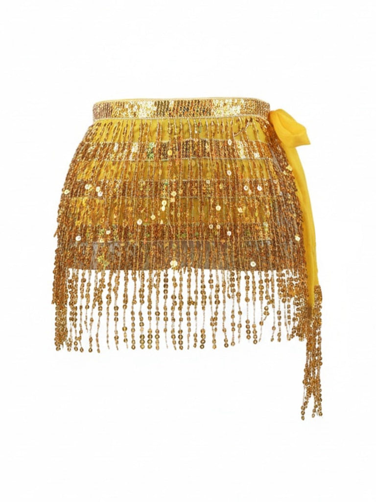 Mini jupe à franges et sequins style carnaval années 1980