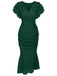 Robe de Crayon Vintage Année 60 à Col V Volants Soirée Cocktail Chic 16