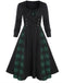 Robe plissée patchwork à carreaux des années 1950