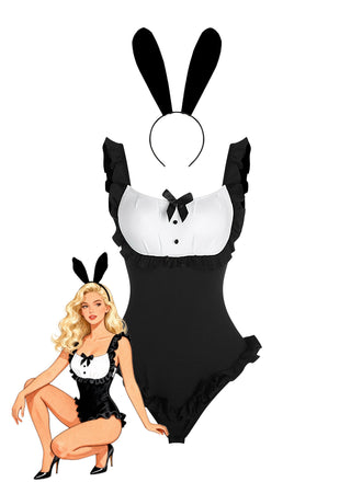 Ensemble body body fille lapin années 1980