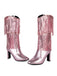 Bottines disco métallisées à franges et bout pointu