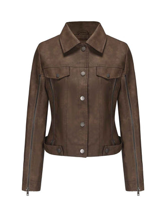 Veste de moto en cuir à fermeture éclair multiple années 1960