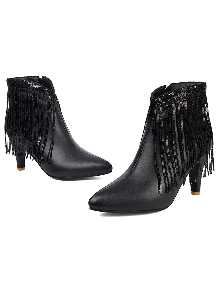 Bottines Chelsea à bout pointu et pompons métalliques