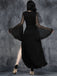 Robe noire gothique à manches évasées en dentelle années 1980
