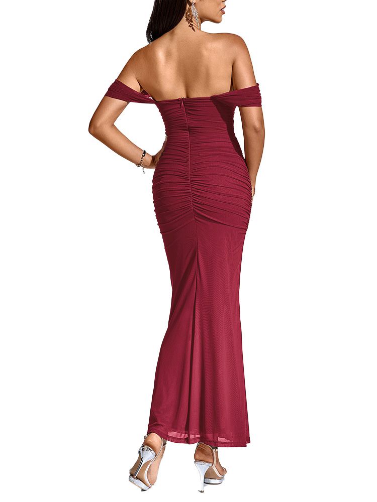 Robe Maxi Bodycon Uni Épaule Dénudée Année 1930