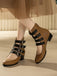 Bottes à bout rond petit talon épais et ajourées
