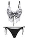 Ensemble bikini à fines bretelles et lacets papillon années 1970