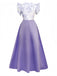 Robe à fleurs et manches volantées à col V années 1930