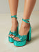 Chaussures à talons hauts métallisées disco à plateforme