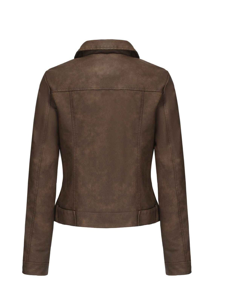Veste de moto en cuir à fermeture éclair multiple années 1960