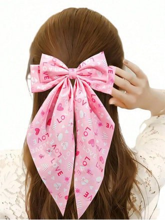 Épingle à cheveux nœud papillon imprimé cœur pour la Saint-Valentin