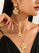 Ensemble collier et boucles d'oreilles à double clavicule florale