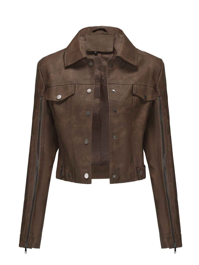 Veste de moto en cuir à fermeture éclair multiple années 1960