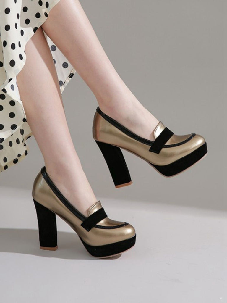 Chaussures à talons hauts à bout rond et colorblock