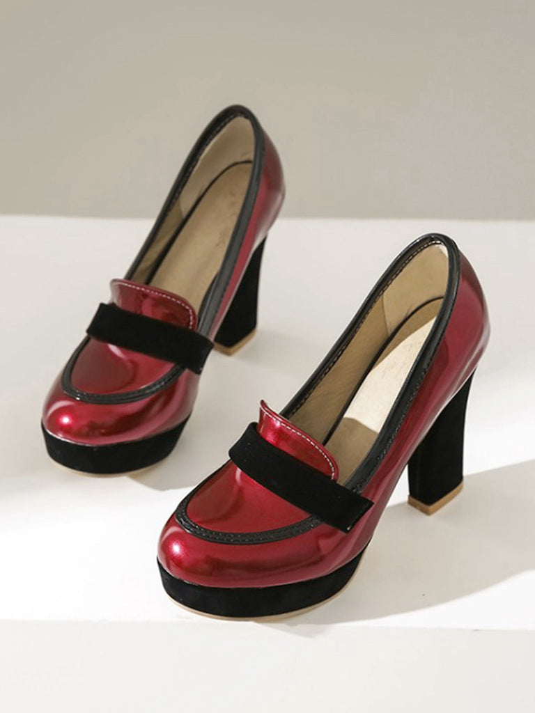 Chaussures à talons hauts à bout rond et colorblock