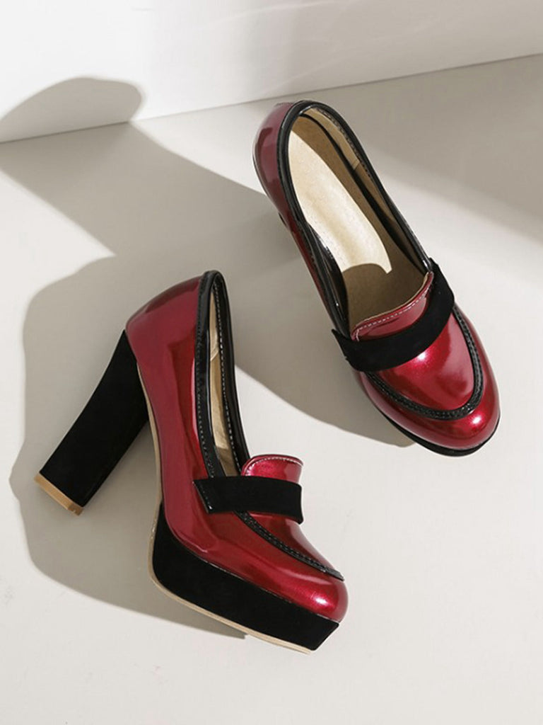 Chaussures à talons hauts à bout rond et colorblock