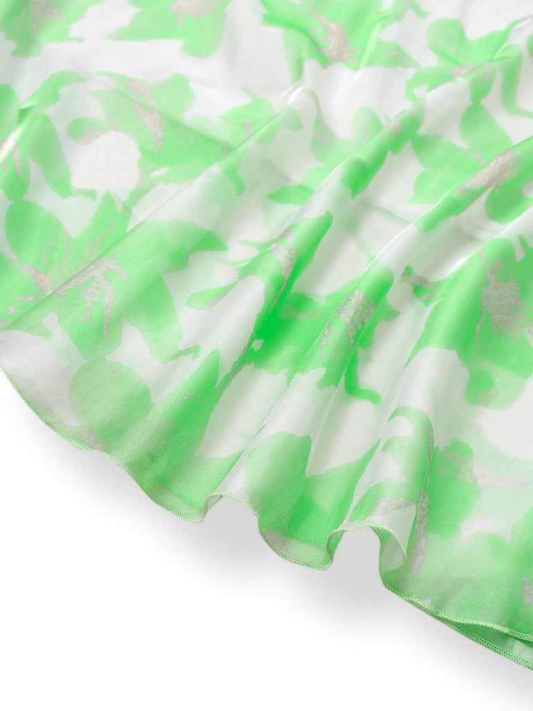 Robe organza fleur avec nœud à bretelles spaghetti années 1930