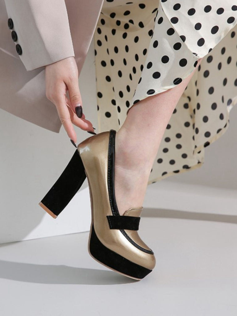 Chaussures à talons hauts à bout rond et colorblock
