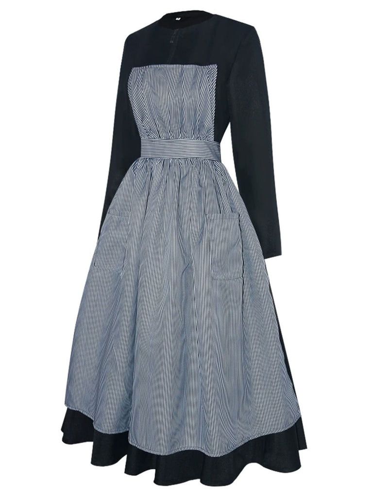 Robe noire à rayures Maria La Mélodie du bonheur des années 1950