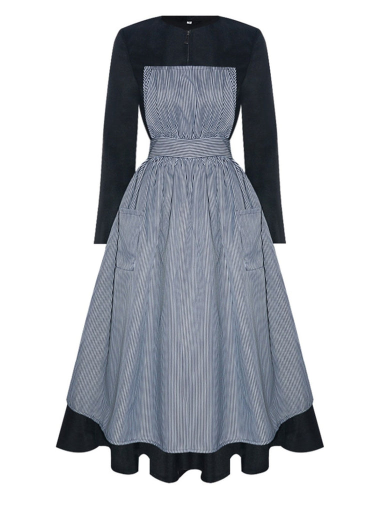 Robe noire à rayures Maria La Mélodie du bonheur des années 1950