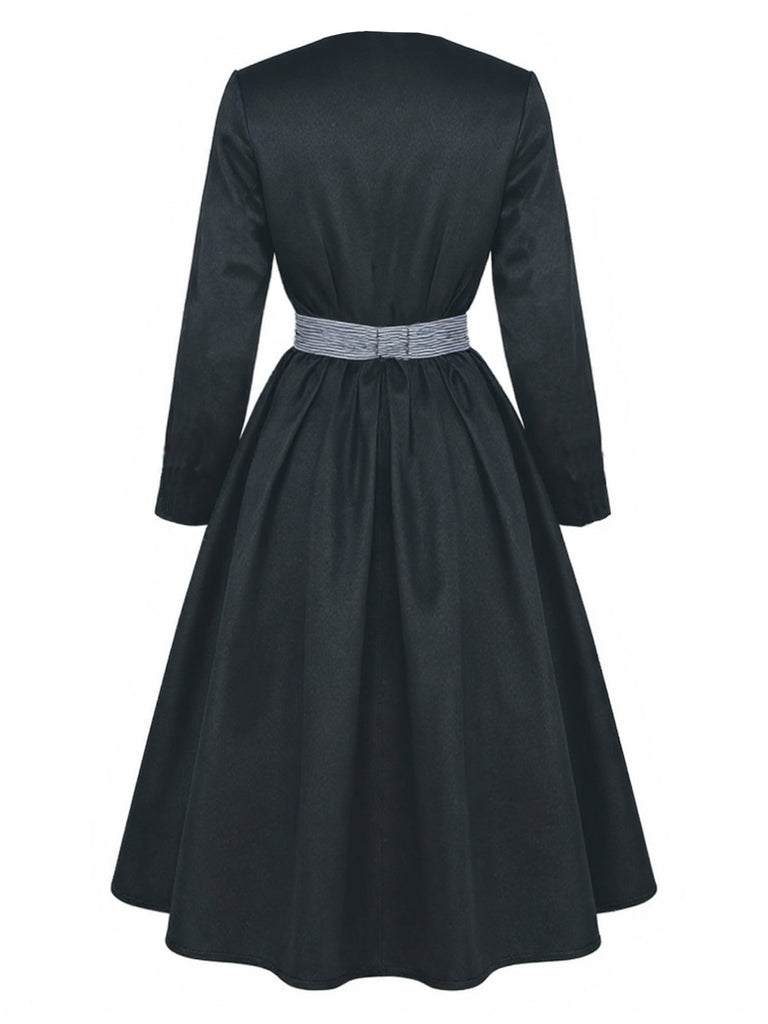 Robe noire à rayures Maria La Mélodie du bonheur des années 1950