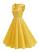 Robe sans manches col marin et nœud papillon couleur unie années 1950