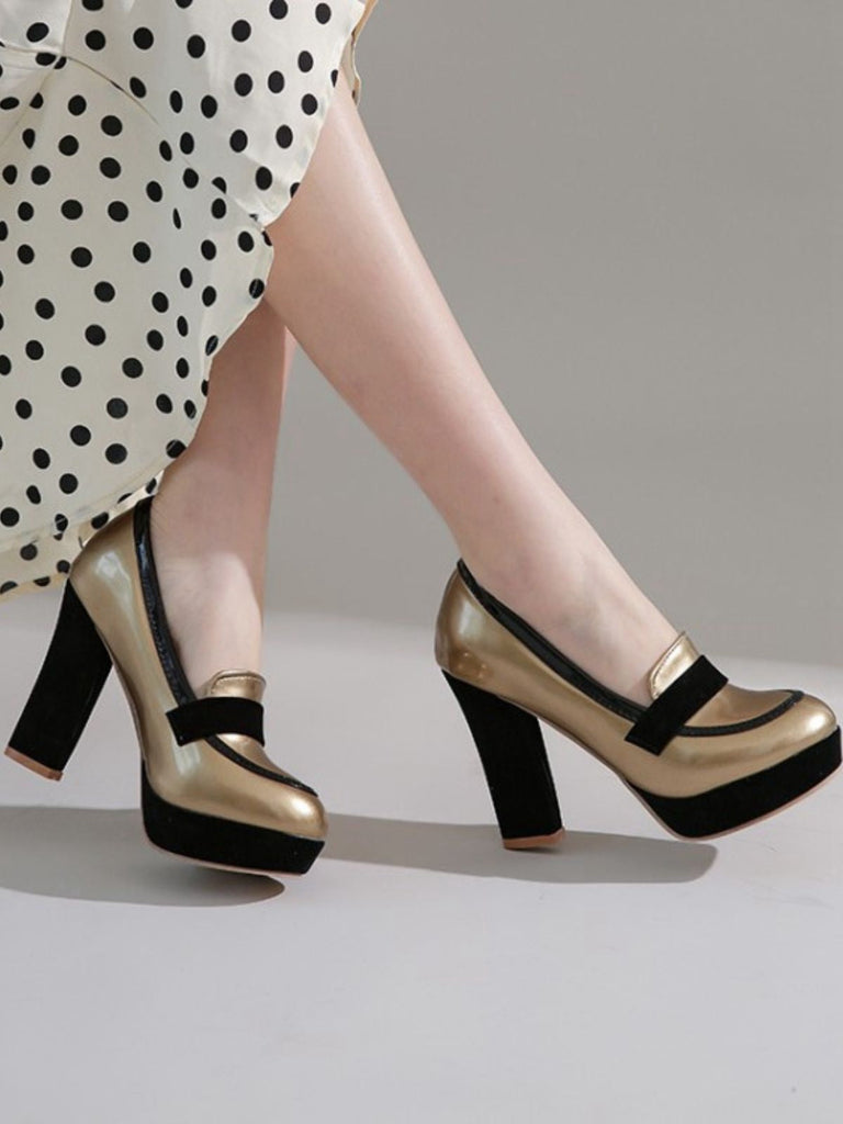 Chaussures à talons hauts à bout rond et colorblock