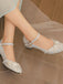 Chaussurres Mary Jane à talons épais en jacquard fleuri et perles
