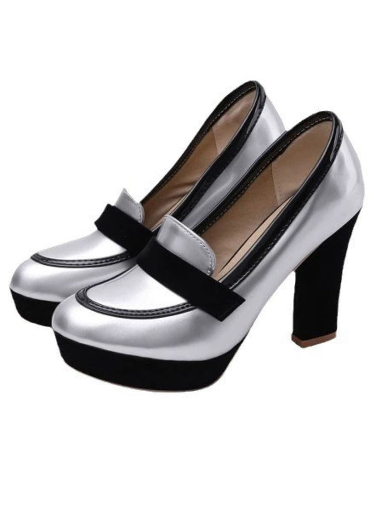 Chaussures à talons hauts à bout rond et colorblock