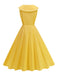 Robe sans manches col marin et nœud papillon couleur unie années 1950
