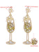 Boucles d'oreilles en forme de verre à champagne perles et pierres précieuses