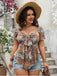 [Grande taille] Haut multicolore bohème nœud et soleil années 1970