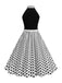 Robe Ceinturée Nœud Papillon Col Pois Années 1950