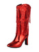 Bottines disco métallisées à franges et bout pointu