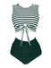 Maillot de bain à rayures à lacets bleu et rouge des années 1970