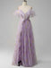 Robe Bleue fendue en tulle fleurs années 1970