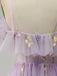 Robe Bleue fendue en tulle fleurs années 1970