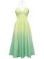 Robe dos nu verte dégradé et décolleté en V profond années 1940