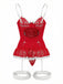 Ensemble de lingerie lacets et nœud en dentelle contrastée années 1970