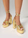 Chaussures à talons hauts métallisées disco à plateforme