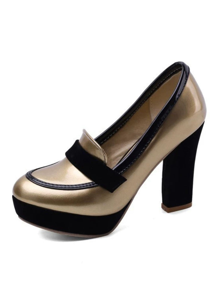 Chaussures à talons hauts à bout rond et colorblock