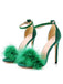 Escarpins à bride en daim et plumes