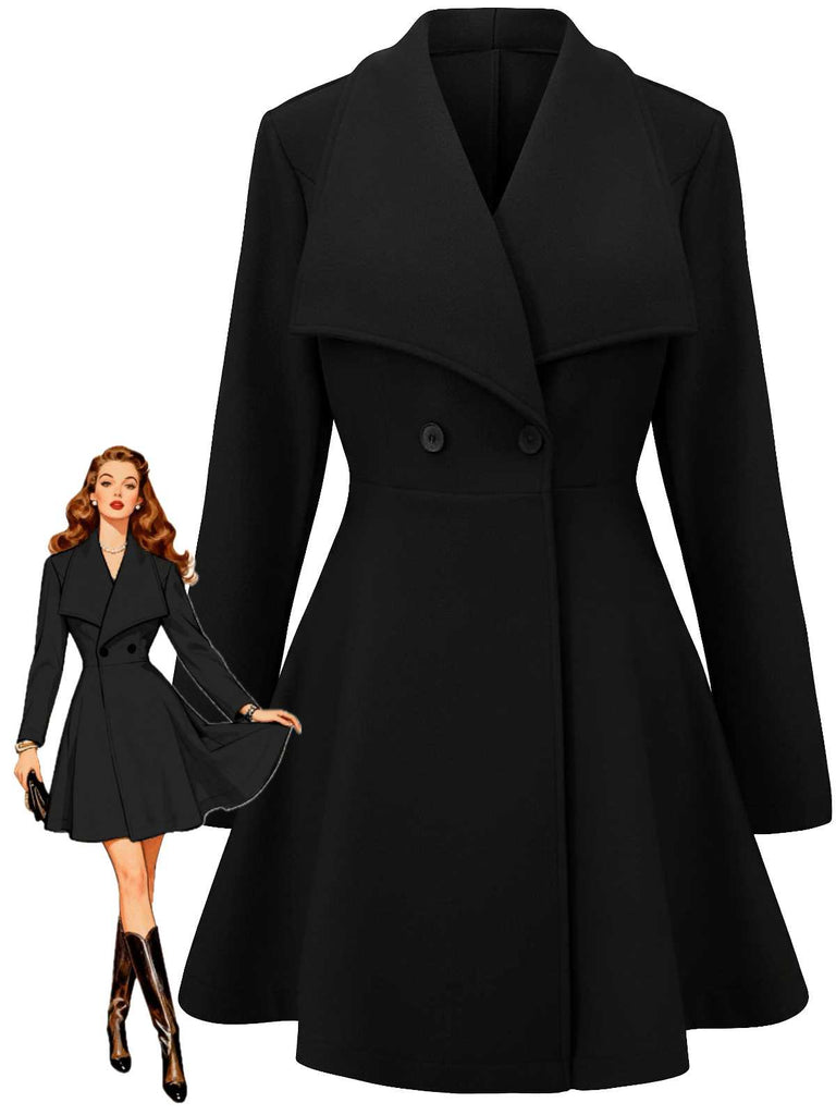 Manteau tailleur uni revers années 1940