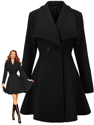 Manteau tailleur uni revers années 1940