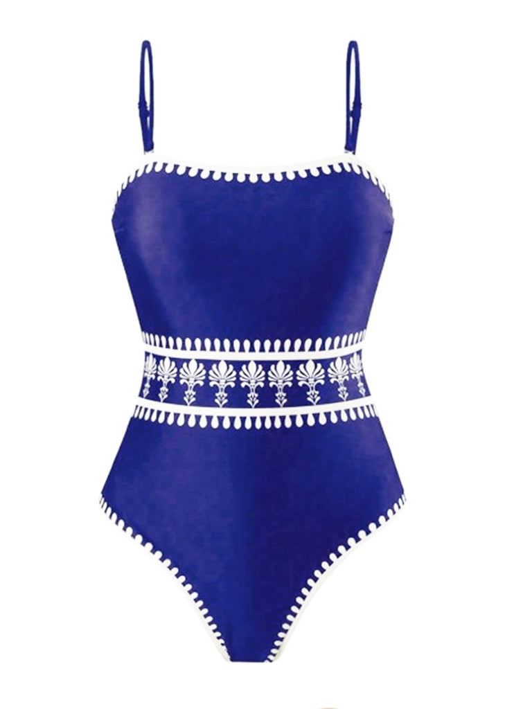Bohème Florale Imprimé One-Pièce Maillot de Bain & Cache Maillot Années 1970 3
