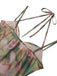 1930s Rose Print Fishbone Ruched Slit Dress